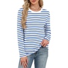 image:imageWIHOLL Womens Striped Long Sleeve Shirts Fall Outfits 2026 Color Block Tops Fashion Clothing Ribbed Crewneck Tee BlousesCblue White