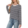 image:imageWIHOLL Womens Striped Long Sleeve Shirts Fall Outfits 2026 Color Block Tops Fashion Clothing Ribbed Crewneck Tee BlousesDblack White