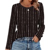 image:imageWIHOLL Womens Striped Long Sleeve Shirts Fall Outfits 2026 Color Block Tops Fashion Clothing Ribbed Crewneck Tee BlousesEblack