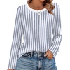 image:imageWIHOLL Womens Striped Long Sleeve Shirts Fall Outfits 2026 Color Block Tops Fashion Clothing Ribbed Crewneck Tee BlousesFblue Striped