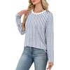 image:imageWIHOLL Womens Striped Long Sleeve Shirts Fall Outfits 2026 Color Block Tops Fashion Clothing Ribbed Crewneck Tee BlousesFblue Striped