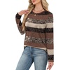 image:imageWIHOLL Womens Striped Long Sleeve Shirts Fall Outfits 2026 Color Block Tops Fashion Clothing Ribbed Crewneck Tee BlousesFborwn Striped