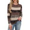 image:imageWIHOLL Womens Striped Long Sleeve Shirts Fall Outfits 2026 Color Block Tops Fashion Clothing Ribbed Crewneck Tee BlousesFborwn Striped