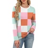 image:imageWIHOLL Womens Striped Long Sleeve Shirts Fall Outfits 2026 Color Block Tops Fashion Clothing Ribbed Crewneck Tee BlousesForange Plaid