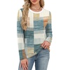 image:imageWIHOLL Womens Striped Long Sleeve Shirts Fall Outfits 2026 Color Block Tops Fashion Clothing Ribbed Crewneck Tee BlousesGorange and Blue Plaid