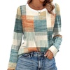 image:imageWIHOLL Womens Striped Long Sleeve Shirts Fall Outfits 2026 Color Block Tops Fashion Clothing Ribbed Crewneck Tee BlousesGorange and Blue Plaid