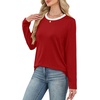image:imageWIHOLL Womens Striped Long Sleeve Shirts Fall Outfits 2026 Color Block Tops Fashion Clothing Ribbed Crewneck Tee BlousesGred