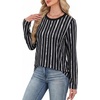 image:imageWIHOLL Womens Striped Long Sleeve Shirts Fall Outfits 2026 Color Block Tops Fashion Clothing Ribbed Crewneck Tee BlousesHblack Stripes