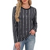 image:imageWIHOLL Womens Striped Long Sleeve Shirts Fall Outfits 2026 Color Block Tops Fashion Clothing Ribbed Crewneck Tee BlousesHblack Stripes