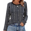 image:imageWIHOLL Womens Striped Long Sleeve Shirts Fall Outfits 2026 Color Block Tops Fashion Clothing Ribbed Crewneck Tee BlousesHblack Stripes