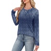 image:imageWIHOLL Womens Striped Long Sleeve Shirts Fall Outfits 2026 Color Block Tops Fashion Clothing Ribbed Crewneck Tee BlousesHboho Navy
