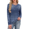 image:imageWIHOLL Womens Striped Long Sleeve Shirts Fall Outfits 2026 Color Block Tops Fashion Clothing Ribbed Crewneck Tee BlousesHboho Navy