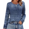 image:imageWIHOLL Womens Striped Long Sleeve Shirts Fall Outfits 2026 Color Block Tops Fashion Clothing Ribbed Crewneck Tee BlousesHboho Navy