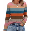 image:imageWIHOLL Womens Striped Long Sleeve Shirts Fall Outfits 2026 Color Block Tops Fashion Clothing Ribbed Crewneck Tee BlousesHcolorful Stripe