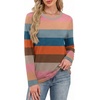 image:imageWIHOLL Womens Striped Long Sleeve Shirts Fall Outfits 2026 Color Block Tops Fashion Clothing Ribbed Crewneck Tee BlousesHcolorful Stripe