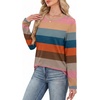 image:imageWIHOLL Womens Striped Long Sleeve Shirts Fall Outfits 2026 Color Block Tops Fashion Clothing Ribbed Crewneck Tee BlousesHcolorful Stripe