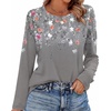 image:imageWIHOLL Womens Striped Long Sleeve Shirts Fall Outfits 2026 Color Block Tops Fashion Clothing Ribbed Crewneck Tee BlousesHfloral Grey