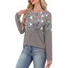 image:imageWIHOLL Womens Striped Long Sleeve Shirts Fall Outfits 2026 Color Block Tops Fashion Clothing Ribbed Crewneck Tee BlousesHfloral Grey