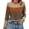 image:imageWIHOLL Womens Striped Long Sleeve Shirts Fall Outfits 2026 Color Block Tops Fashion Clothing Ribbed Crewneck Tee BlousesHkhaki Stripe
