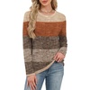 image:imageWIHOLL Womens Striped Long Sleeve Shirts Fall Outfits 2026 Color Block Tops Fashion Clothing Ribbed Crewneck Tee BlousesHkhaki Stripe