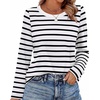 image:imageWIHOLL Womens Striped Long Sleeve Shirts Fall Outfits 2026 Color Block Tops Fashion Clothing Ribbed Crewneck Tee BlousesHwhite Stripes