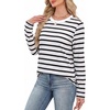 image:imageWIHOLL Womens Striped Long Sleeve Shirts Fall Outfits 2026 Color Block Tops Fashion Clothing Ribbed Crewneck Tee BlousesHwhite Stripes