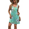 image:imageWIHOLL Womens Summer Dress 2026 ALine Sleeveless Casual Sundress with Pockets FloralSolidAqua Floral