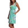 image:imageWIHOLL Womens Summer Dress 2026 ALine Sleeveless Casual Sundress with Pockets FloralSolidAqua Floral