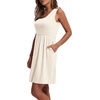 image:imageWIHOLL Womens Summer Dress 2026 ALine Sleeveless Casual Sundress with Pockets FloralSolidBeige Gingham