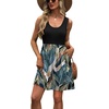 image:imageWIHOLL Womens Summer Dress 2026 ALine Sleeveless Casual Sundress with Pockets FloralSolidBlack Floral Leaf