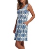 image:imageWIHOLL Womens Summer Dress 2026 ALine Sleeveless Casual Sundress with Pockets FloralSolidBlue Damask Print