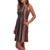 image:imageWIHOLL Womens Summer Dress 2026 ALine Sleeveless Casual Sundress with Pockets FloralSolidBrown Vertical Stripe