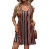 image:imageWIHOLL Womens Summer Dress 2026 ALine Sleeveless Casual Sundress with Pockets FloralSolidBrown Vertical Stripe