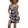 image:imageWIHOLL Womens Summer Dress 2026 ALine Sleeveless Casual Sundress with Pockets FloralSolidNavy Tropical Print