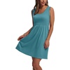 image:imageWIHOLL Womens Summer Dress 2026 ALine Sleeveless Casual Sundress with Pockets FloralSolidSolid Aqua Blue