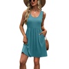 image:imageWIHOLL Womens Summer Dress 2026 ALine Sleeveless Casual Sundress with Pockets FloralSolidSolid Aqua Blue