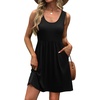 image:imageWIHOLL Womens Summer Dress 2026 ALine Sleeveless Casual Sundress with Pockets FloralSolidSolid Black