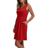 image:imageWIHOLL Womens Summer Dress 2026 ALine Sleeveless Casual Sundress with Pockets FloralSolidSolid Red