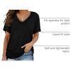 image:imageWIHOLL Womens Summer TShirts Short Sleeve V Neck Dolman Tops with Side Shirring Loose Fit Shirts Spring Fashion01black