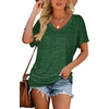 image:imageWIHOLL Womens Summer TShirts Short Sleeve V Neck Dolman Tops with Side Shirring Loose Fit Shirts Spring Fashion01green