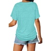 image:imageWIHOLL Womens Summer TShirts Short Sleeve V Neck Dolman Tops with Side Shirring Loose Fit Shirts Spring Fashion02aqua