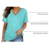 image:imageWIHOLL Womens Summer TShirts Short Sleeve V Neck Dolman Tops with Side Shirring Loose Fit Shirts Spring Fashion02aqua