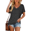 image:imageWIHOLL Womens Summer TShirts Short Sleeve V Neck Dolman Tops with Side Shirring Loose Fit Shirts Spring Fashion02dark Grey