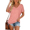 image:imageWIHOLL Womens Summer TShirts Short Sleeve V Neck Dolman Tops with Side Shirring Loose Fit Shirts Spring Fashion02pink