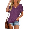 image:imageWIHOLL Womens Summer TShirts Short Sleeve V Neck Dolman Tops with Side Shirring Loose Fit Shirts Spring Fashion02purple