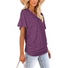 image:imageWIHOLL Womens Summer TShirts Short Sleeve V Neck Dolman Tops with Side Shirring Loose Fit Shirts Spring Fashion02purple