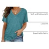 image:imageWIHOLL Womens Summer TShirts Short Sleeve V Neck Dolman Tops with Side Shirring Loose Fit Shirts Spring Fashion02turquoise
