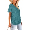 image:imageWIHOLL Womens Summer TShirts Short Sleeve V Neck Dolman Tops with Side Shirring Loose Fit Shirts Spring Fashion02turquoise