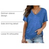 image:imageWIHOLL Womens Summer TShirts Short Sleeve V Neck Dolman Tops with Side Shirring Loose Fit Shirts Spring Fashion04blue