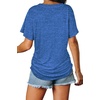 image:imageWIHOLL Womens Summer TShirts Short Sleeve V Neck Dolman Tops with Side Shirring Loose Fit Shirts Spring Fashion04blue
